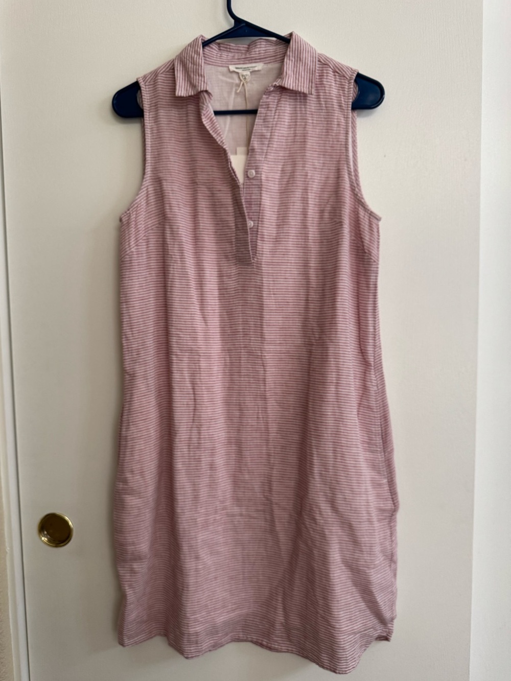 NWT beachlunchlounge Sleeveless Pink Stripe Collared Shirt Dress